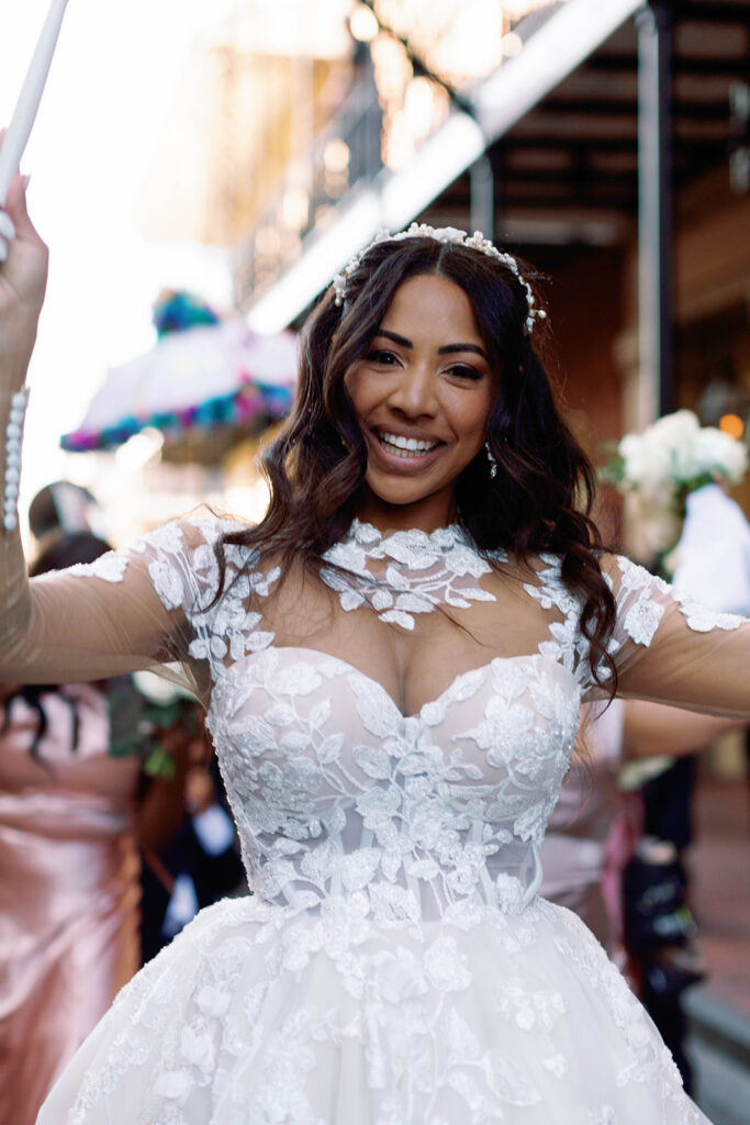 New Orleans wedding film photographer Saint Louis Cathedral second line