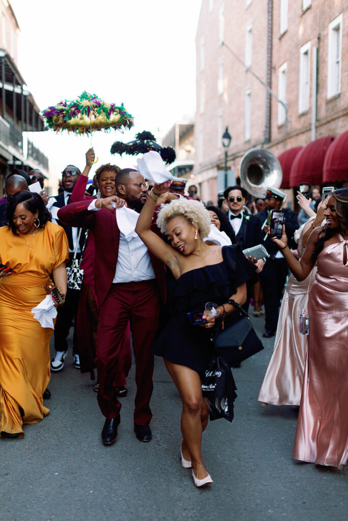 New Orleans wedding film photographer second line