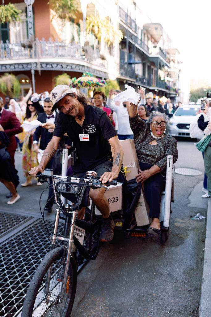 New Orleans wedding film photographer Saint Louis Cathedral second line