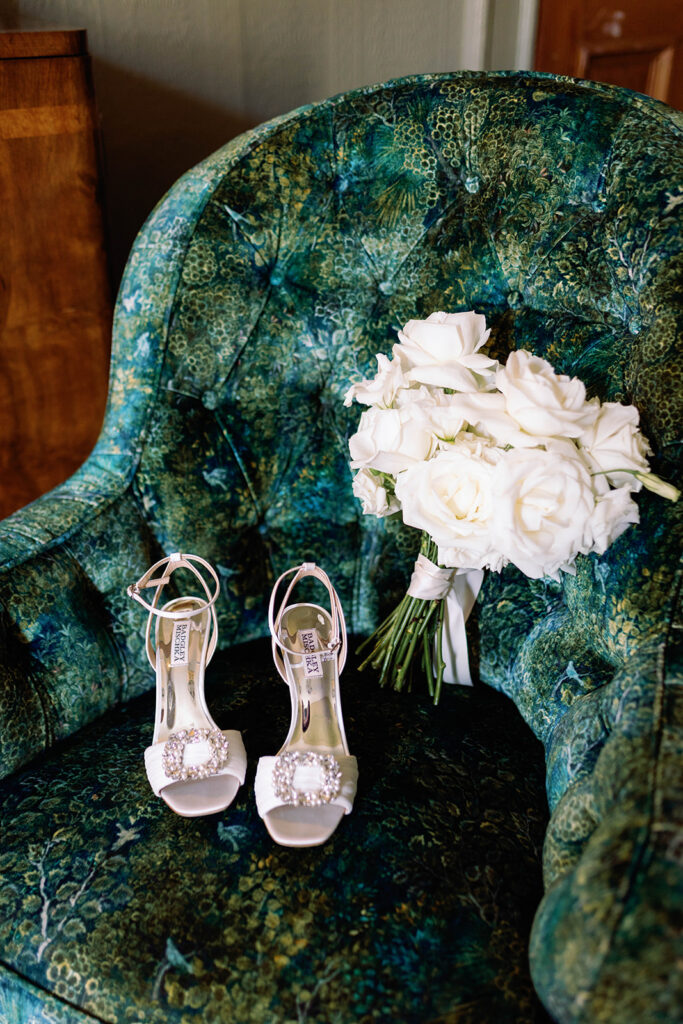 New Orleans wedding photography bouquet bridal shoes sully mansion